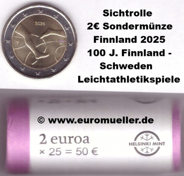 Rolle 2 Euro Sondermünze Finnland 2025 Leichtathletik